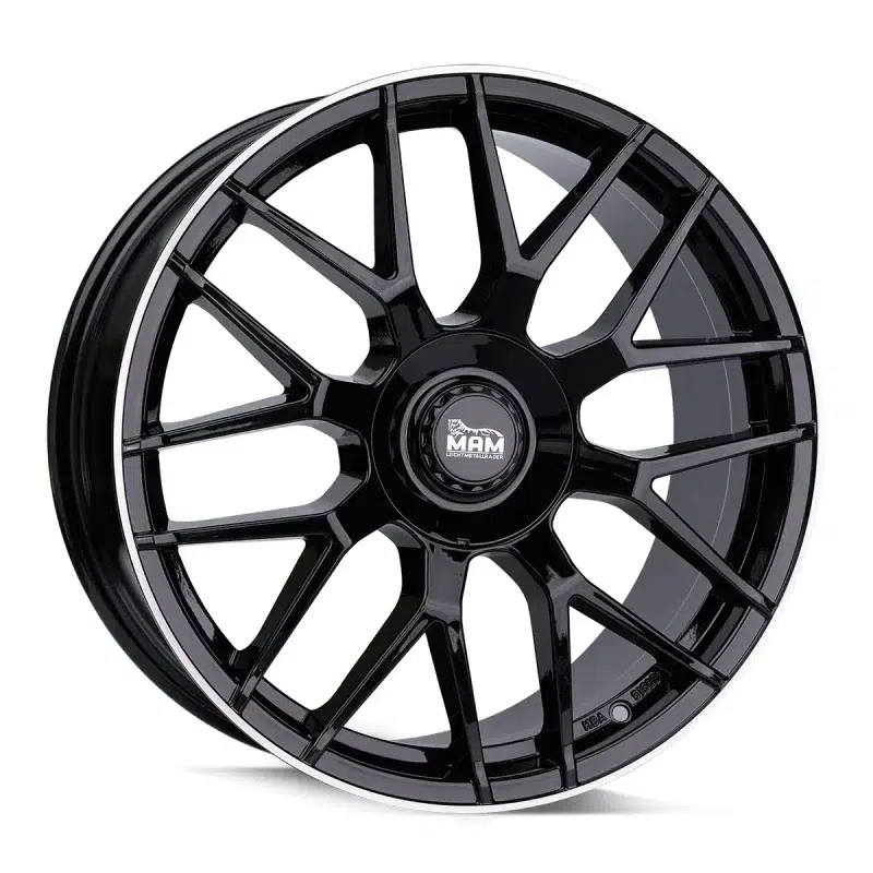 Jante MAM GT1 18x8" 5x112 ET45 66.6 Noir / Rebord poli