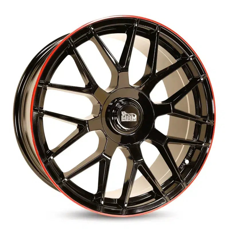Jante MAM GT1 18x8" 5x112 ET45 66.6 Noir / Liseré Rouge