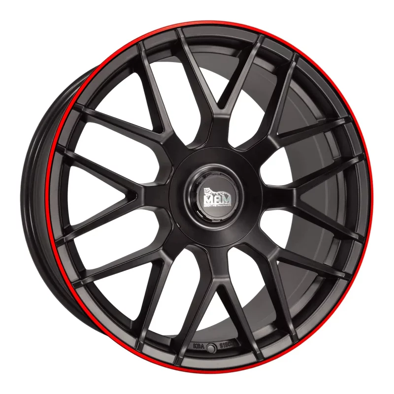 Jante MAM GT1 19x9.5" 5x112 ET30 66.6 Noir Mat / Liseré Rouge