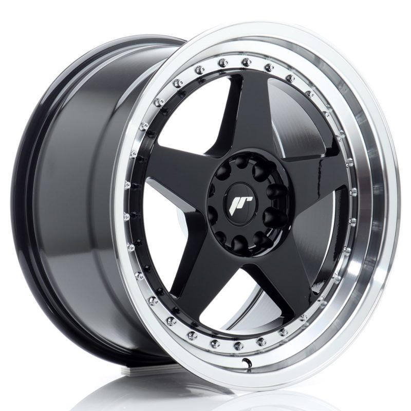 Jante Japan Racing JR-6 18x9.5" 5x114.3/120 ET22 | Noir Brillant | Rebord Poli