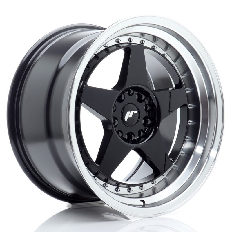Jante Japan Racing JR-6 18x10.5" 5x114.3/120 ET25 | Noir Brillant | Rebord Poli